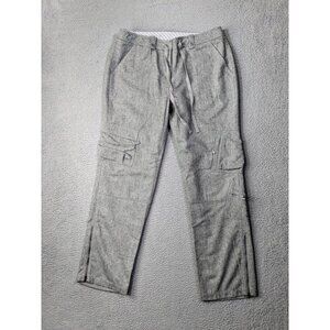Sundance Cargo Pants Womens 12 Polyester Wool Blend Herringbone Gray Zip Leg
